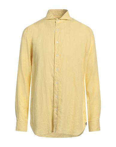 Lardini Man Shirt Yellow Size 16 Linen