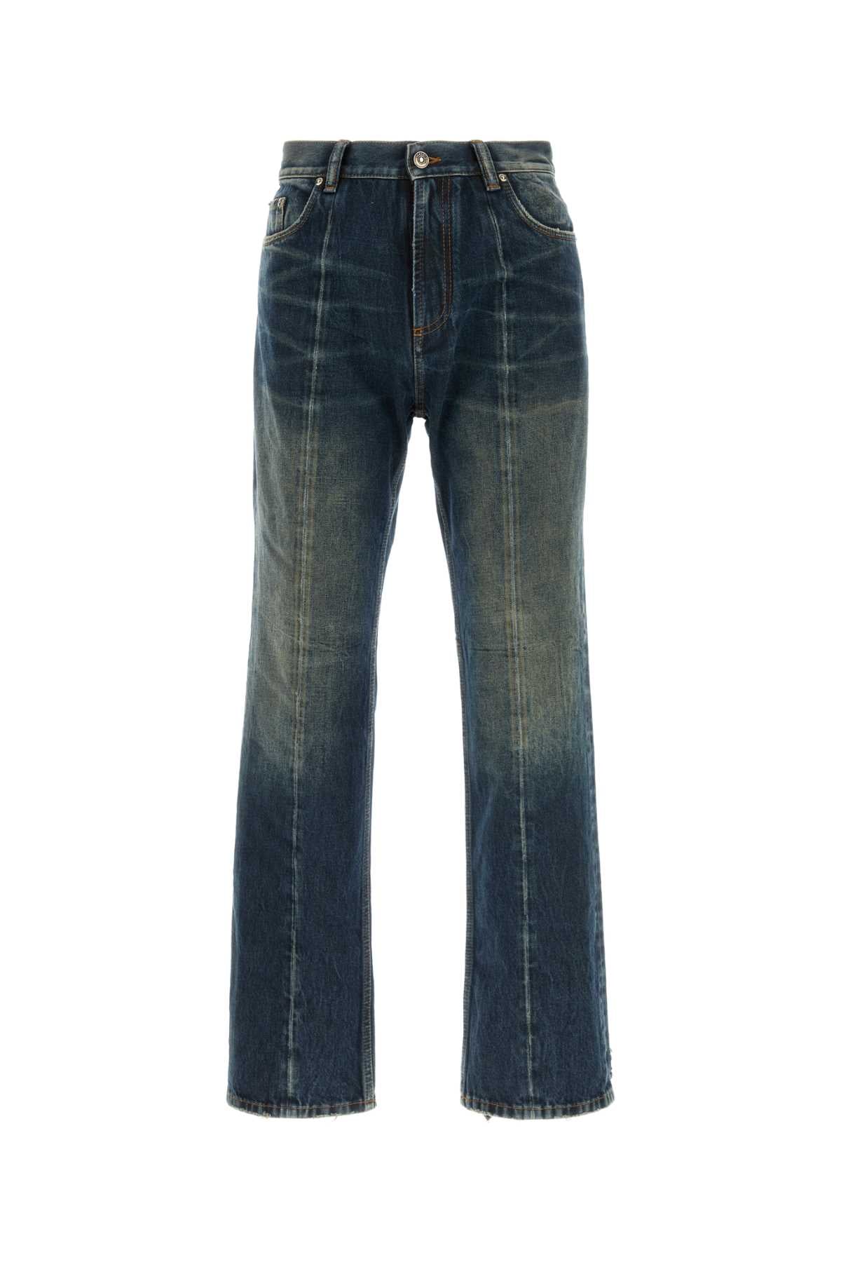 Straight-Leg Cotton Denim Jeans — Blue