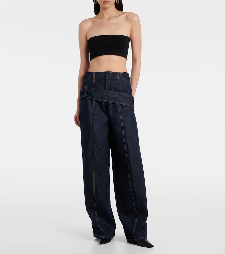 Runway low-rise wide-leg jeans