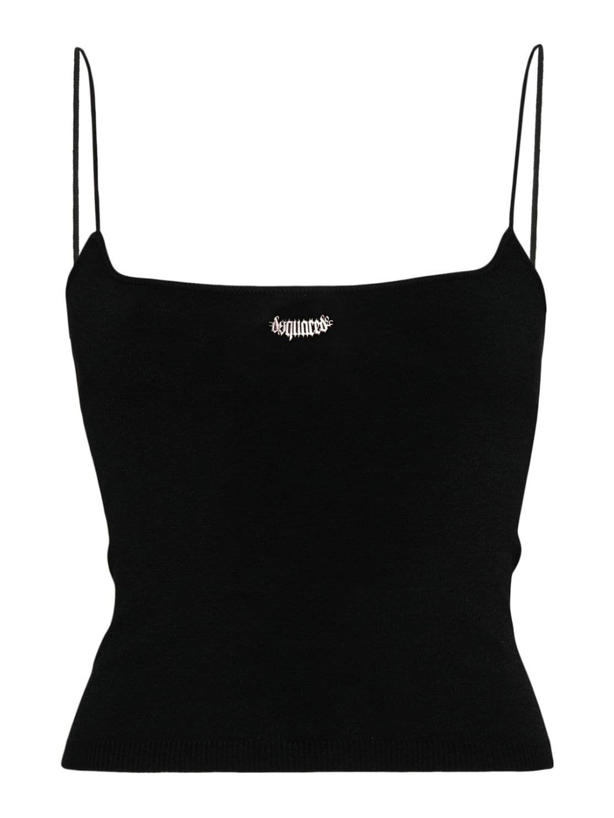 Logo-plaque knitted crop top
