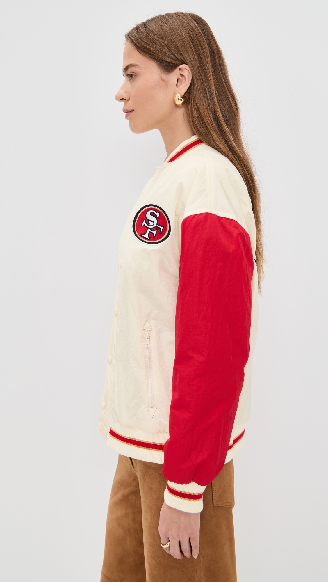 49rs Colorblock Bomber Jacket 49ers Sugar Swizzle/Red