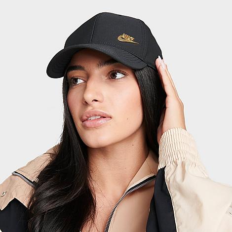 Dri-FIT Club Structured Metal Logo Strapback Hat in Black/Metallic Gold