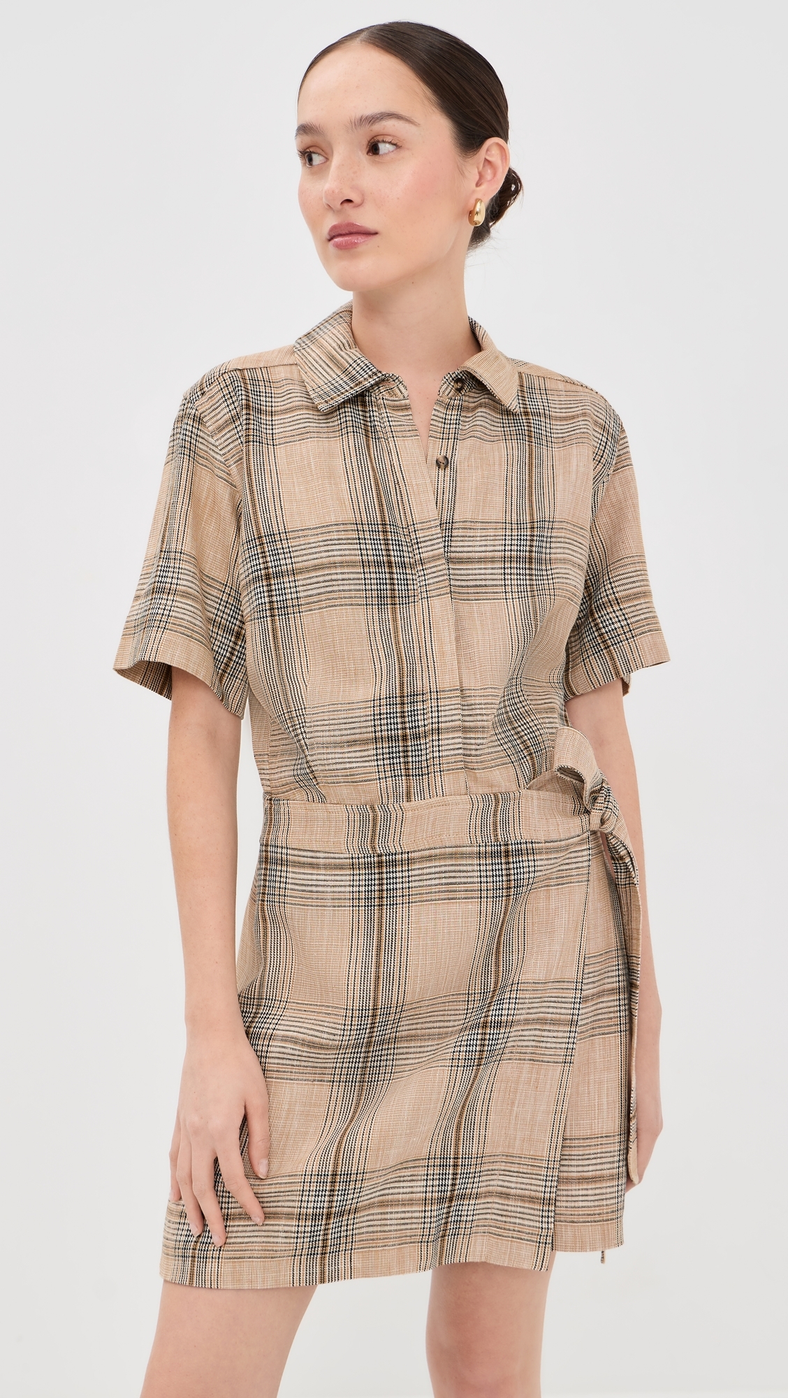 Jensen Wrap Dress Rattan Plaid