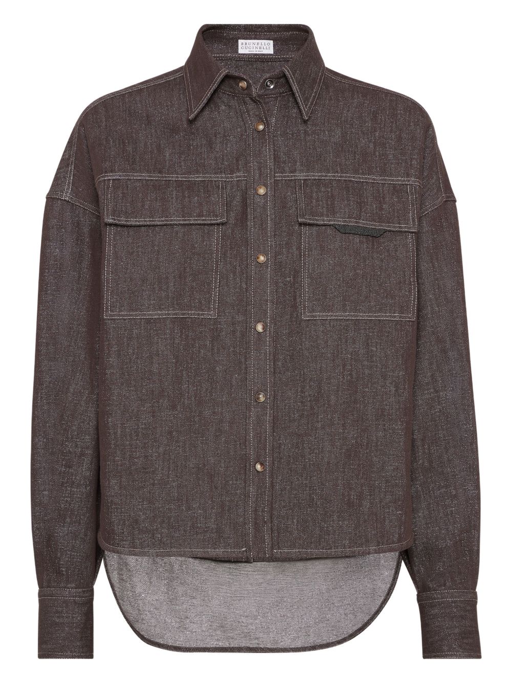 Brunello Cucinelli contrast-lining shirt - Brown