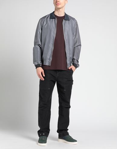 Man Jacket Grey Size 36 Silk, Elastane