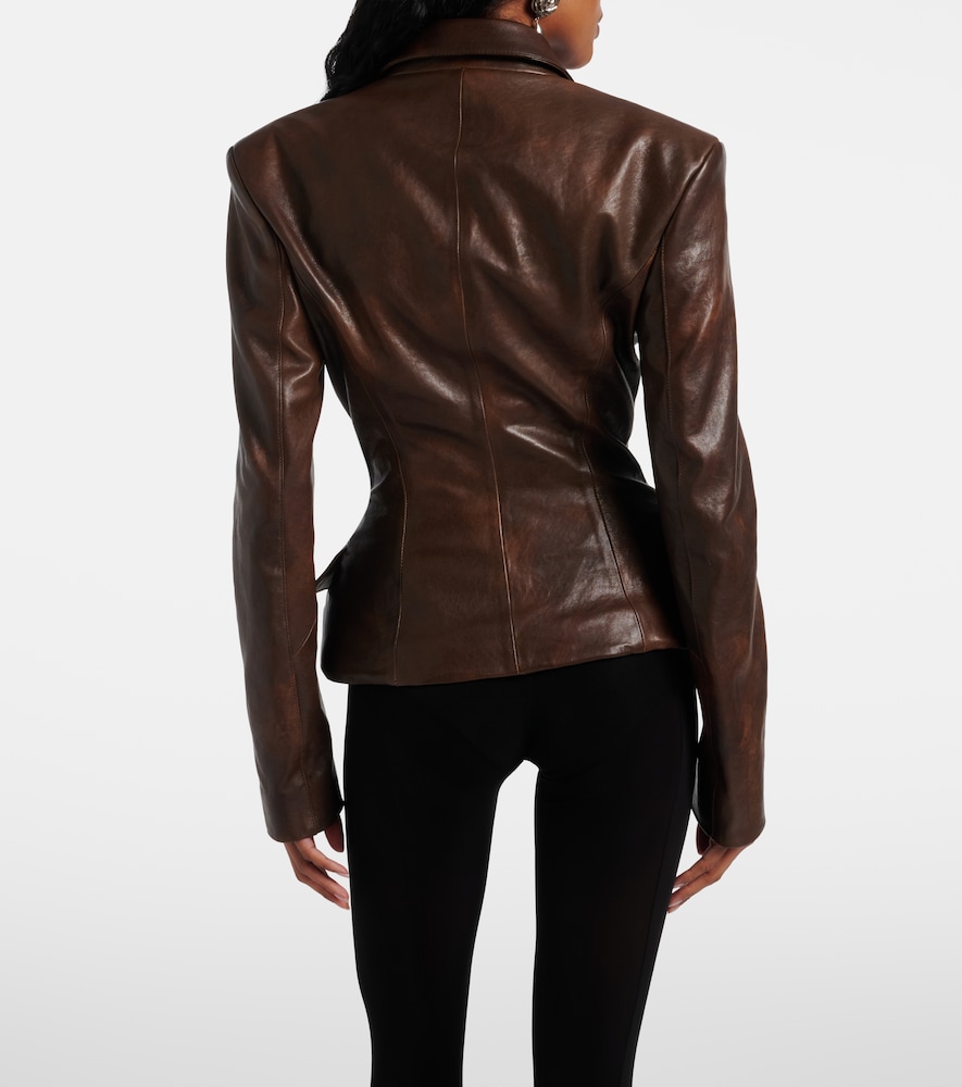 Peplum leather jacket