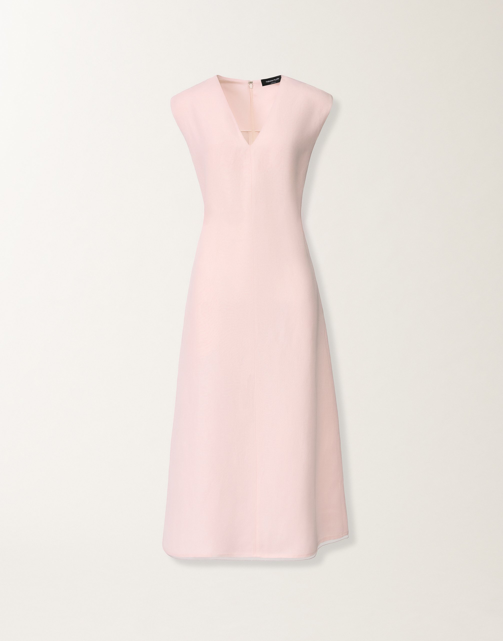 Fluid dress in linen and viscose, petal pink