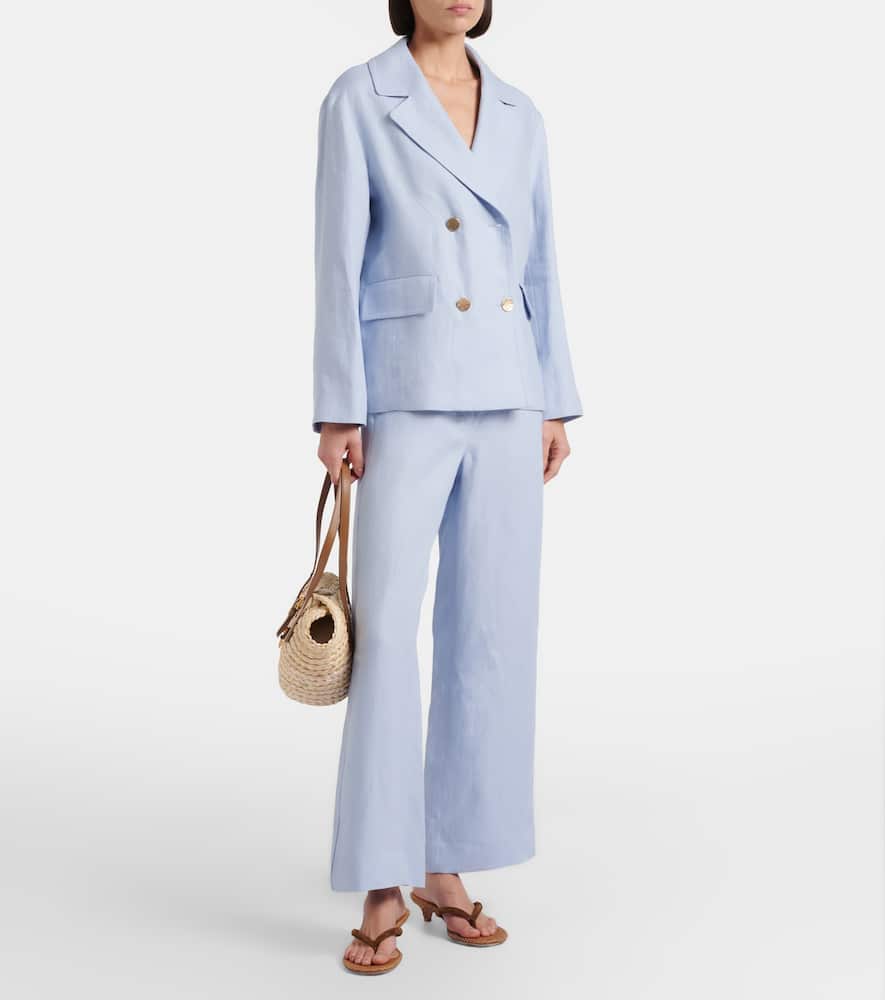 Avenue double-breasted linen blazer