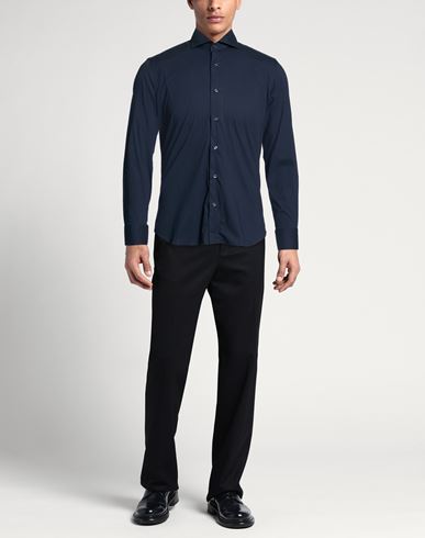 Man Shirt Midnight blue Size 15 Cotton, Polyamide, Elastane