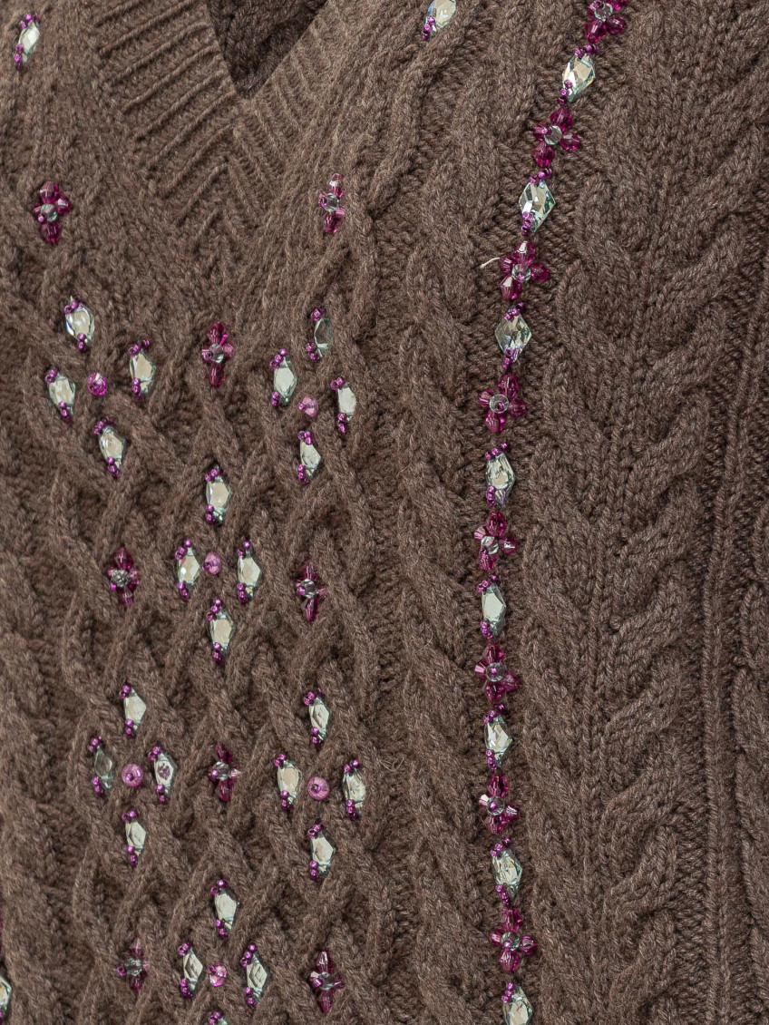 Brown Embellished Sweater