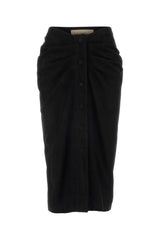 Leather Midi Skirt — Black