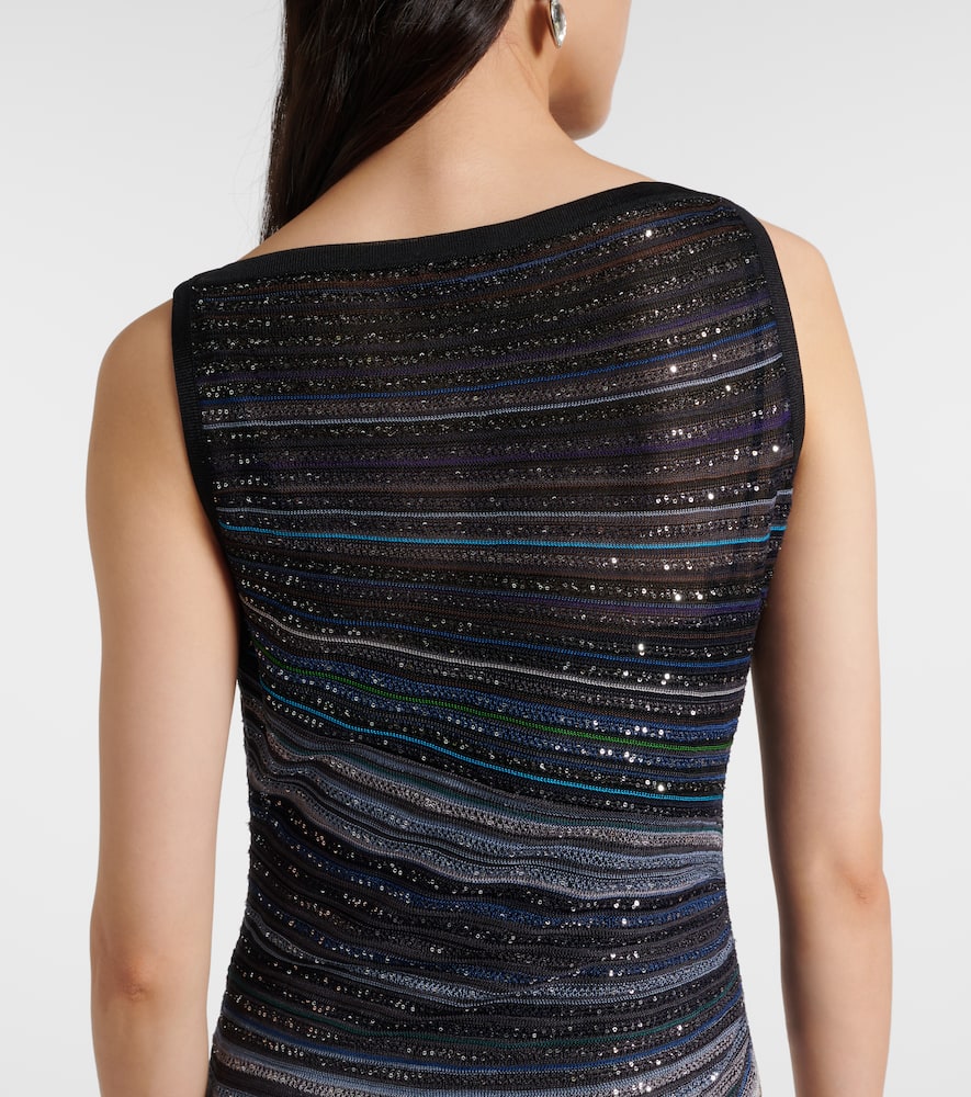 Sequined striped lamé maxi dress
