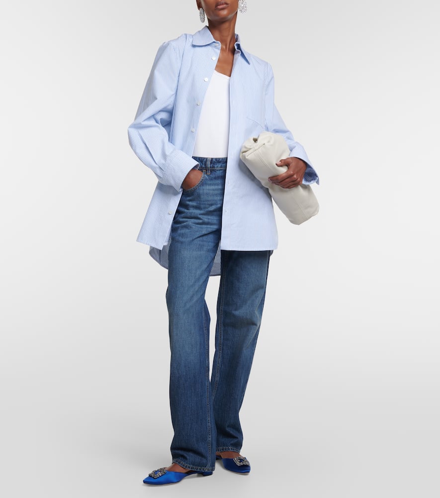 Manolo Blahnik Hangisimuflat embellished satin mules