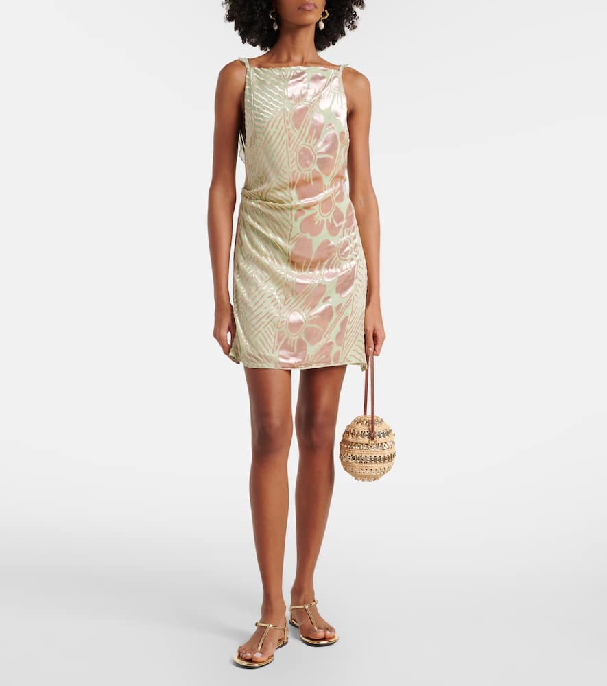 Ventura floral velvet and mesh minidress