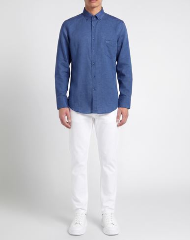 Man Shirt Blue Size 15 ¾ Linen, Cotton