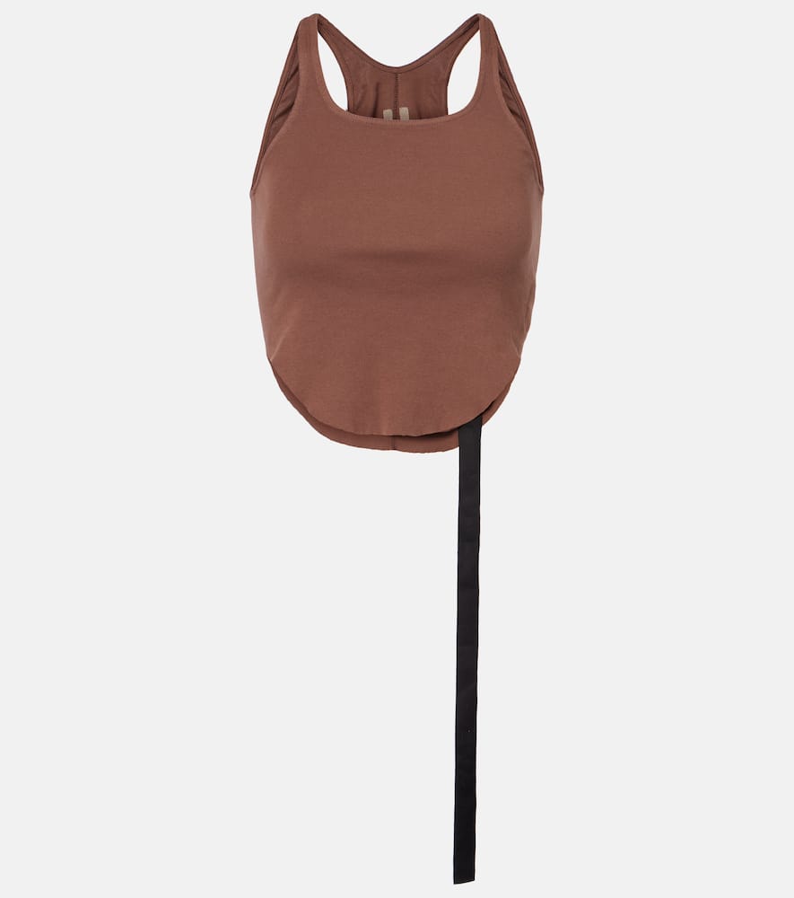 Cropped cotton jersey tank top