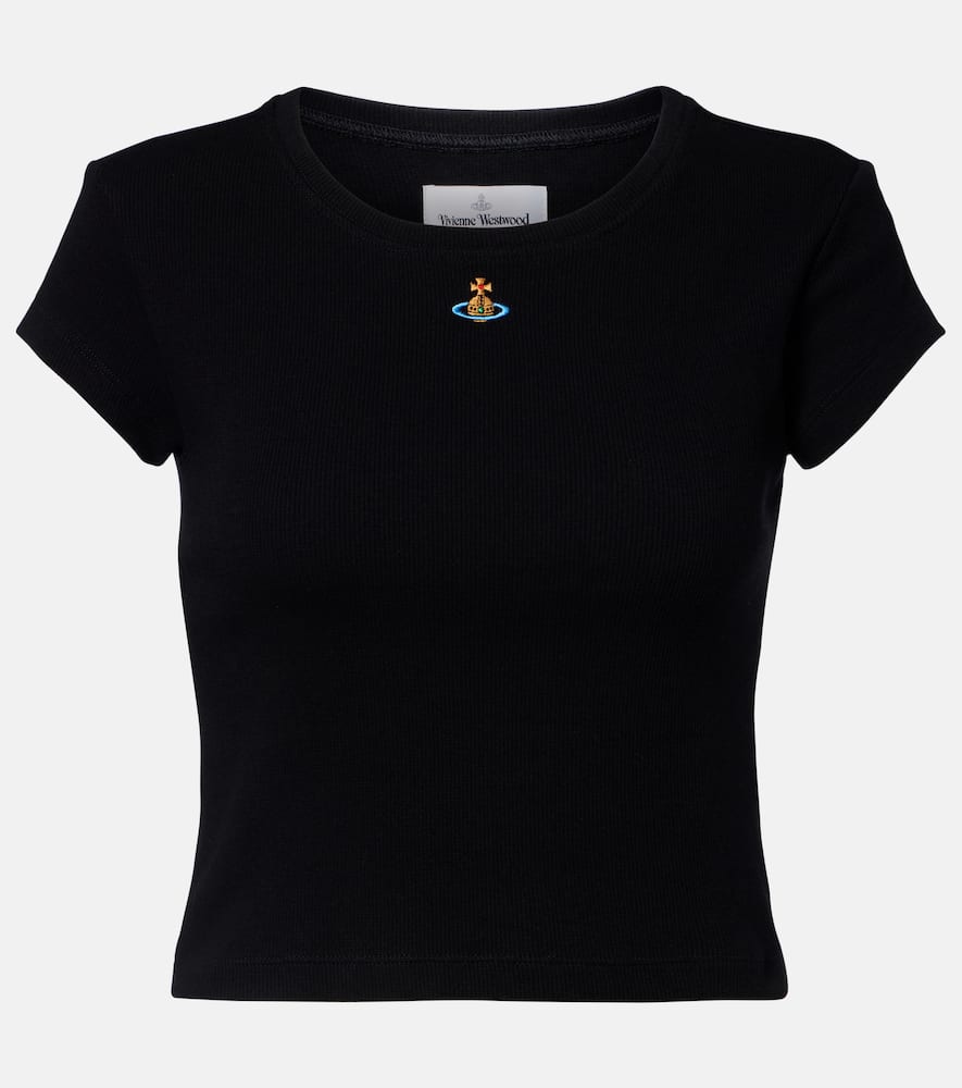 Peru cropped cotton-blend jersey T-shirt