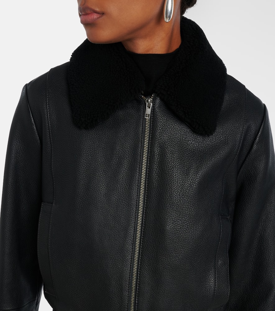 Shearling-trimmed leather jacket