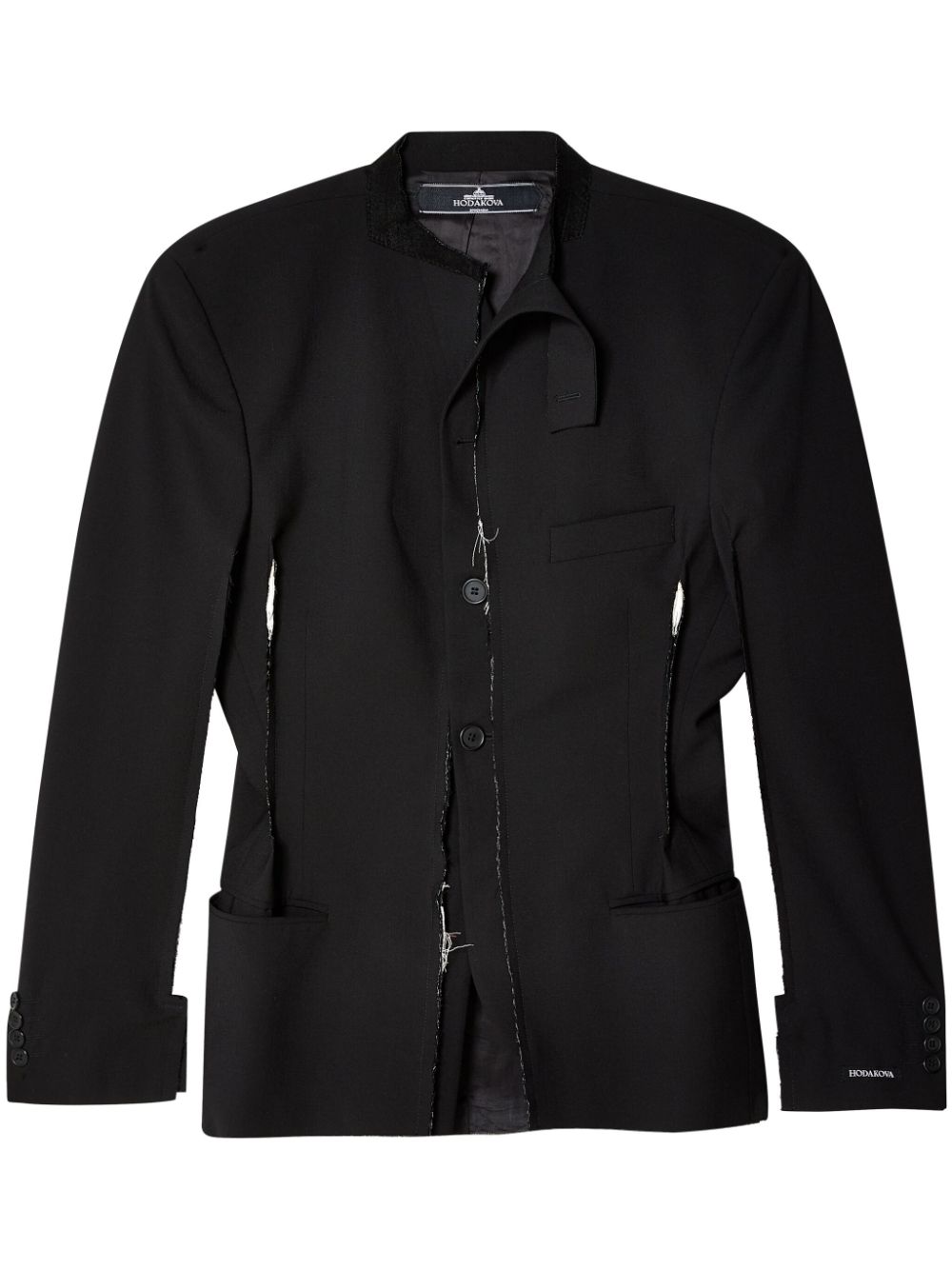 Raw-cut single-breasted blazer - Black