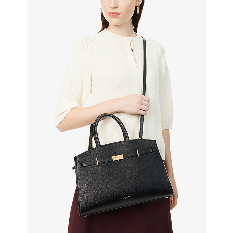Womens The Midi Hudson Leather Top-Handle Bag