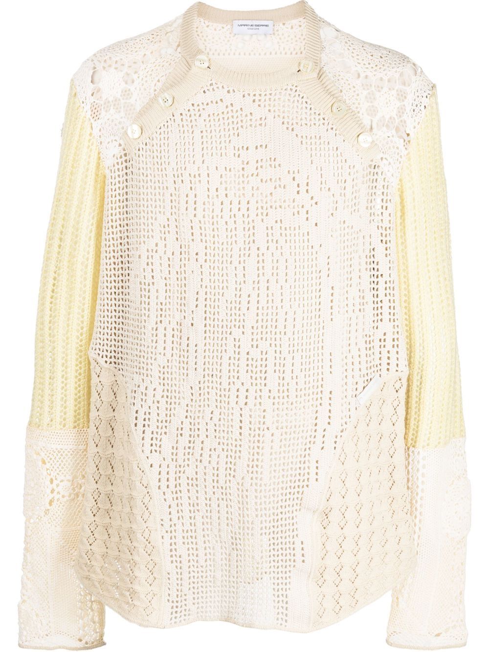 Regenerated crochet raglan jumper - Neutrals