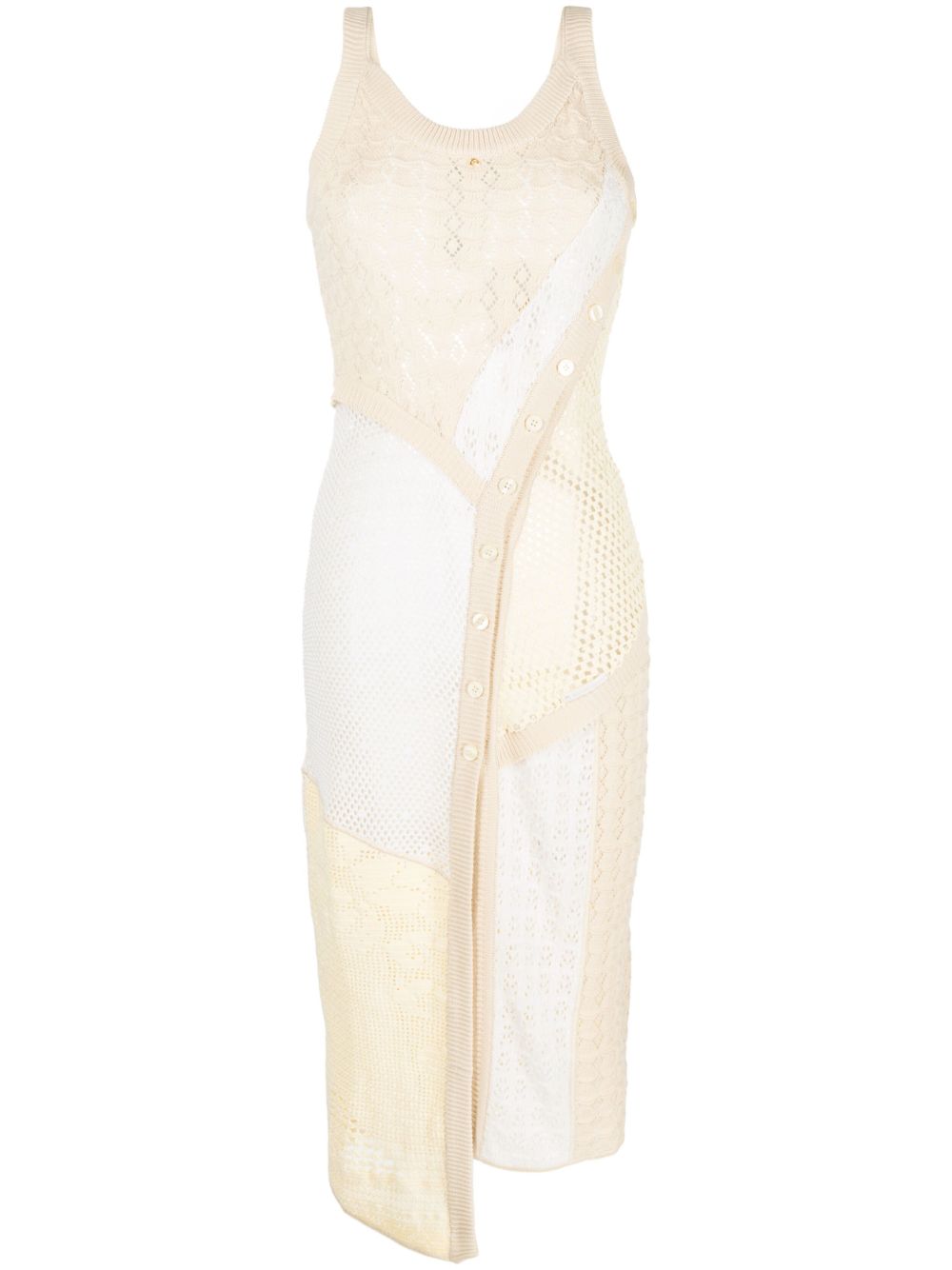 Regenerated crochet midi dress - Neutrals