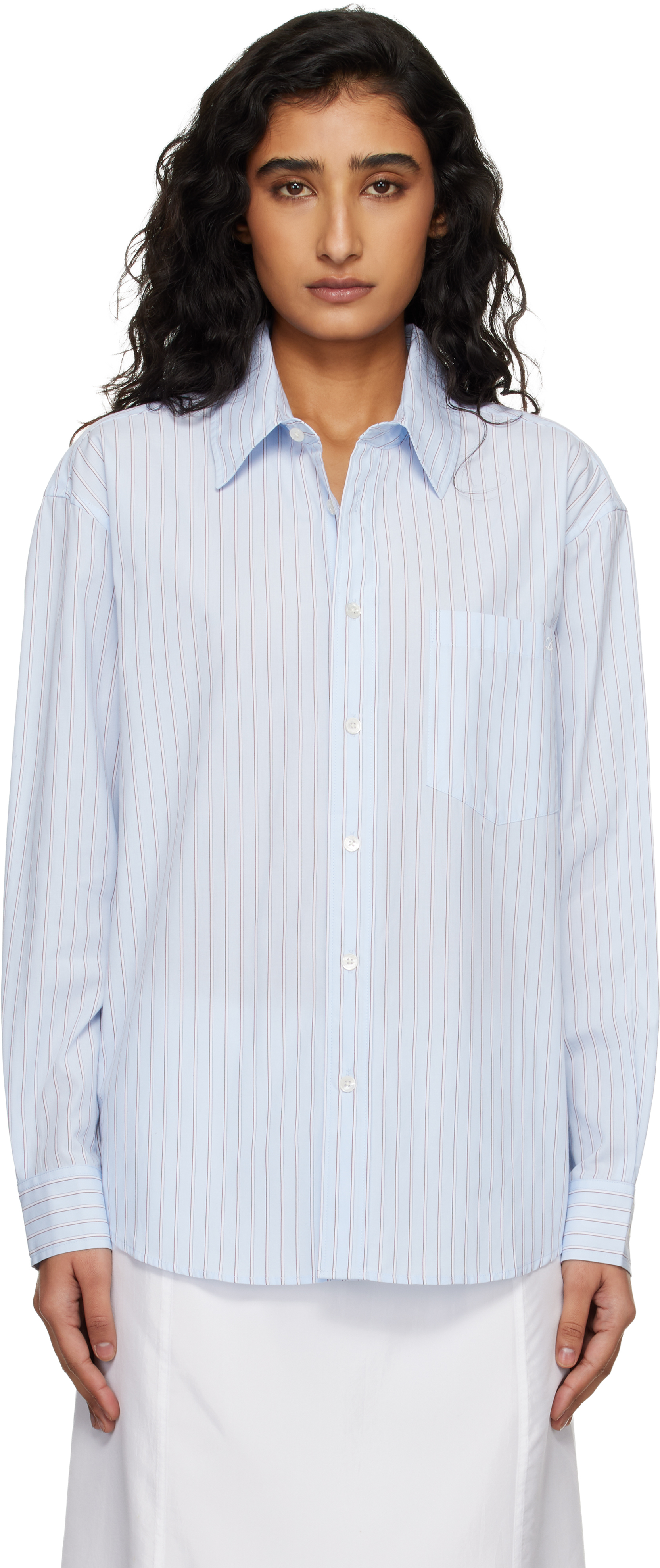 Blue Oversized Striped Shirt