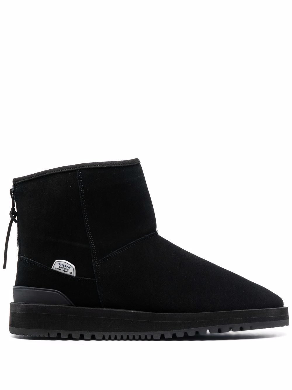 Shearling-trim ankle boots - Black
