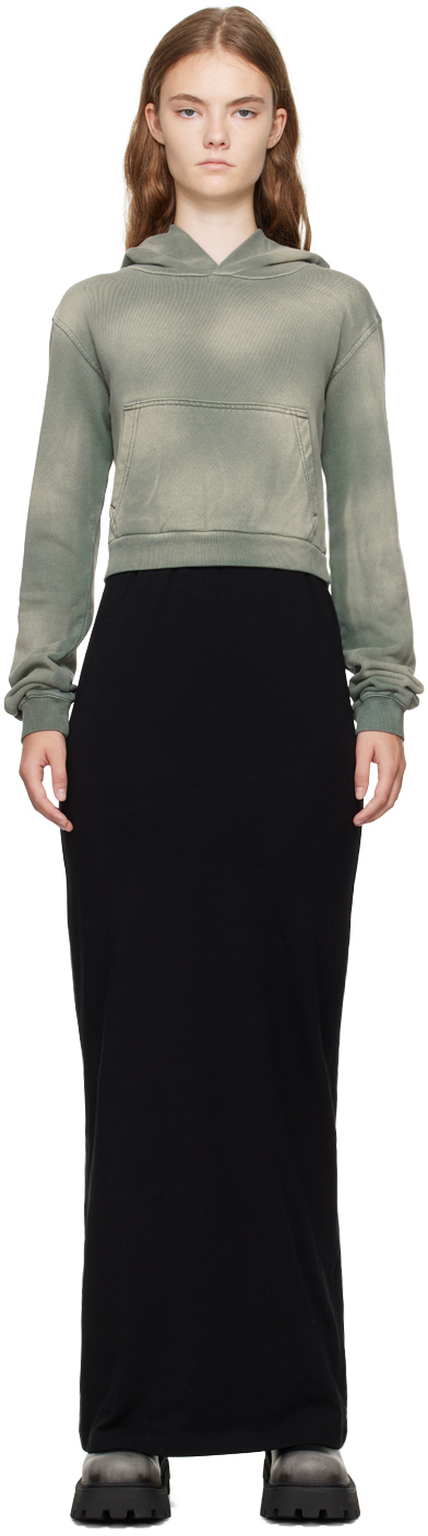 We11done Green & Black Layered Hoodie Dress