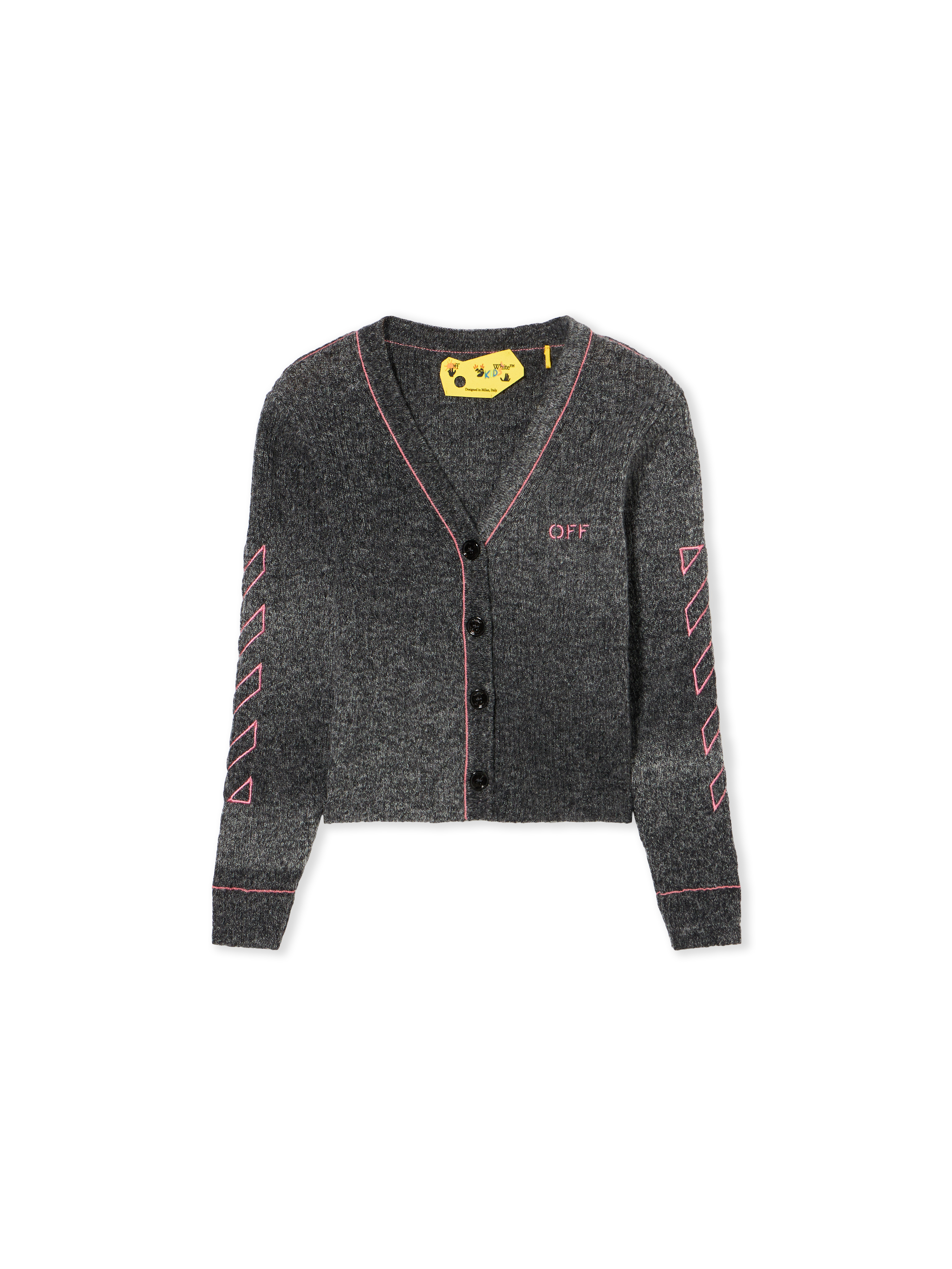 Embroidered Wool Cardigan - Kids Girl's Accessories Dark Grey