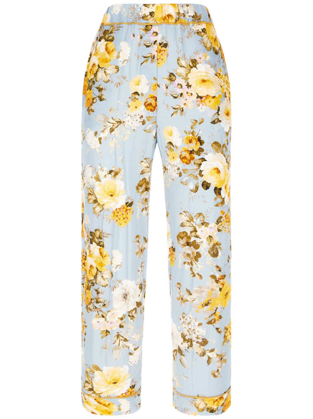 Floral-print trousers - Blue