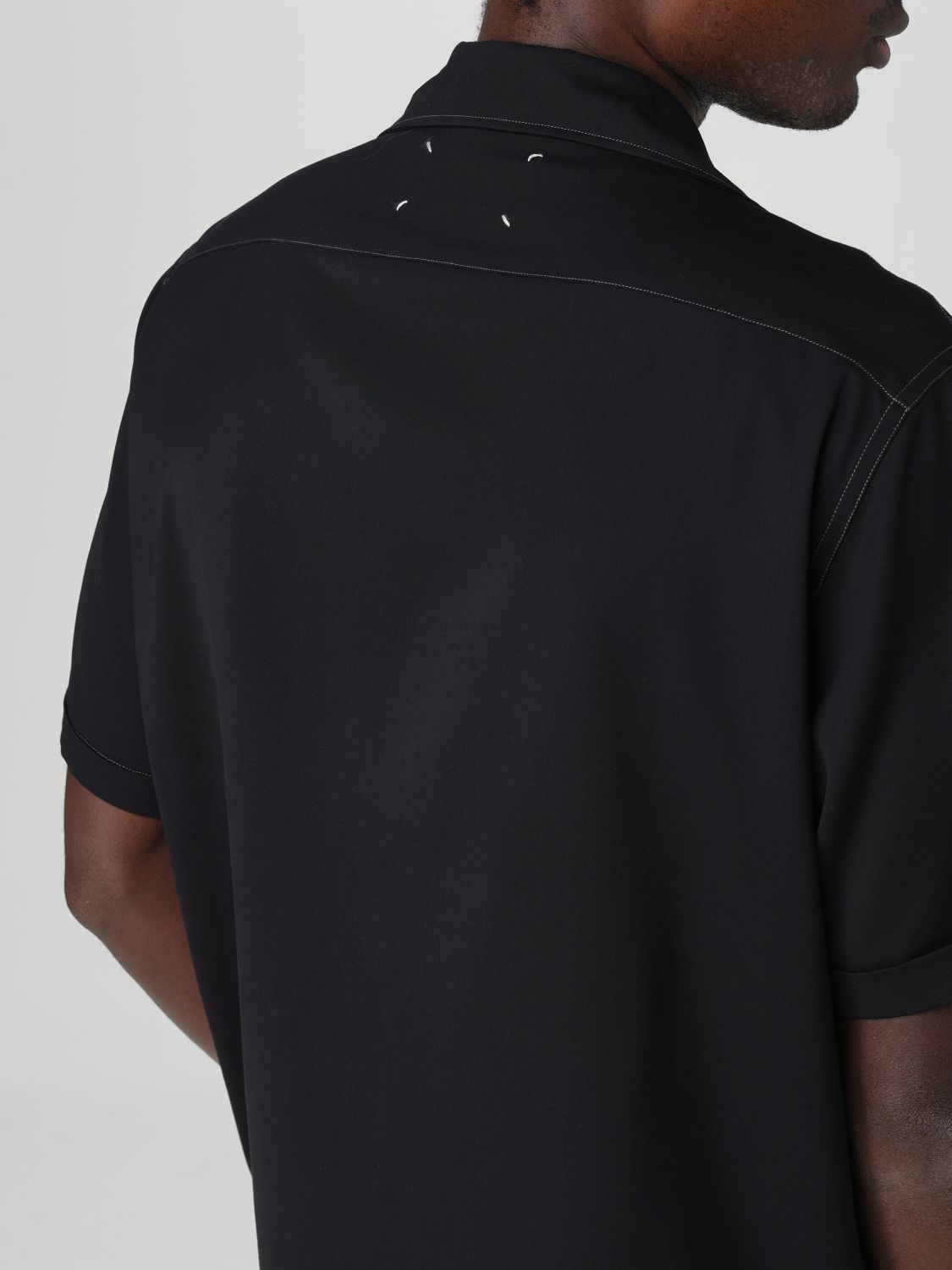 Short-sleeve wool shirt - Black