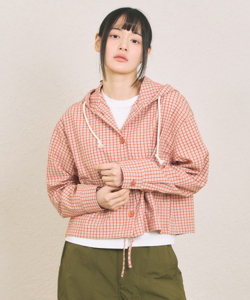 W BUTTON HOOD SHIRT