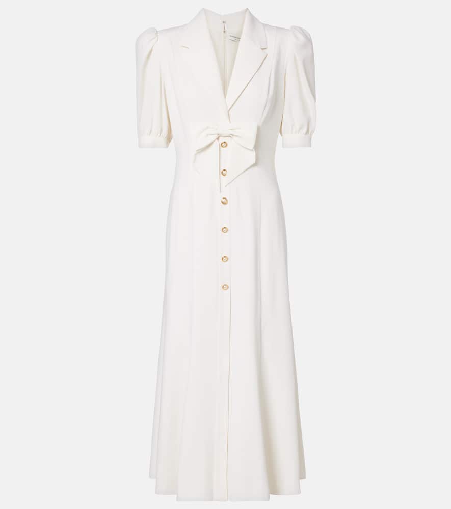 Printed wool-blend crêpe midi dress