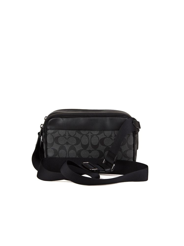 Signature Coated Canvas Crossbody Bag — Black