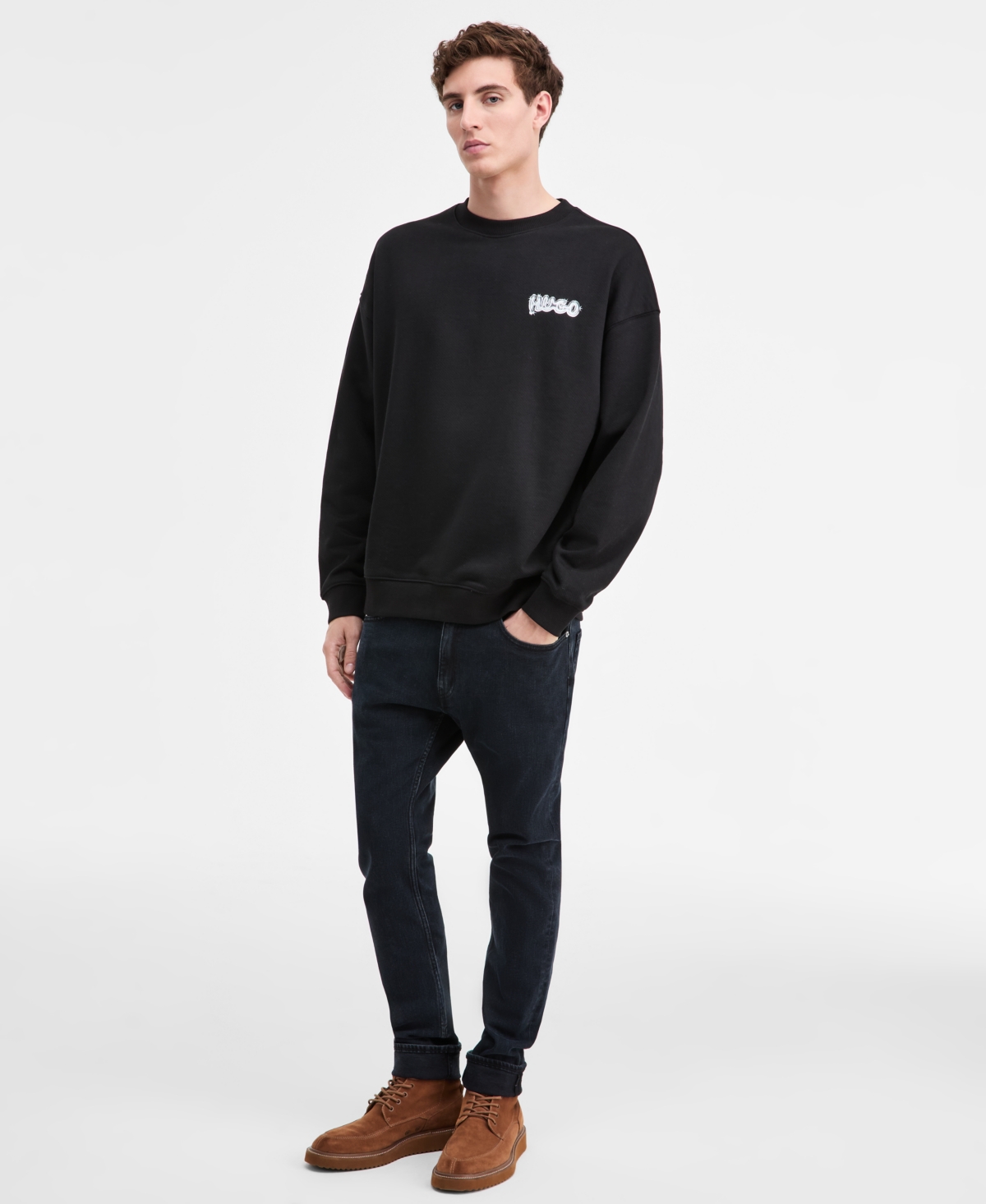 Men's Nyrocrew Cotton Logo Crewneck Sweatshirt - Black