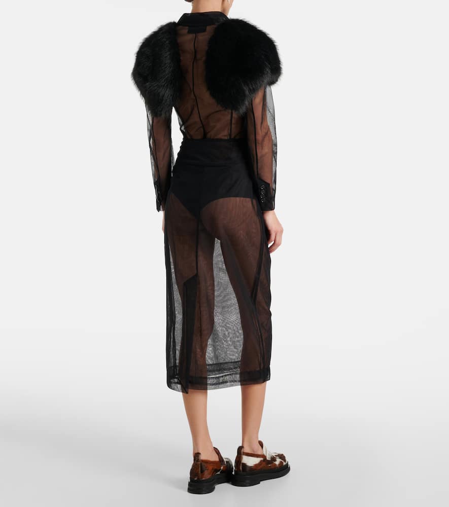 Sheer tulle pencil skirt