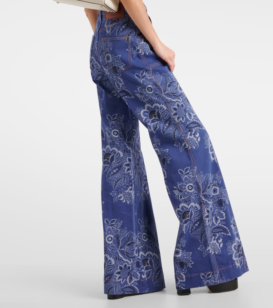 Floral high-rise wide-leg jeans