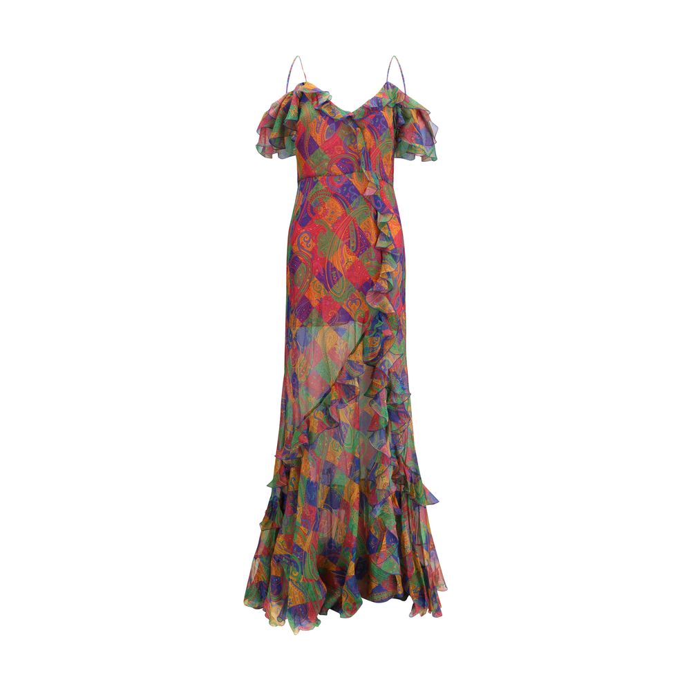 Silk Chiffon Paisley Dress — Multicolor