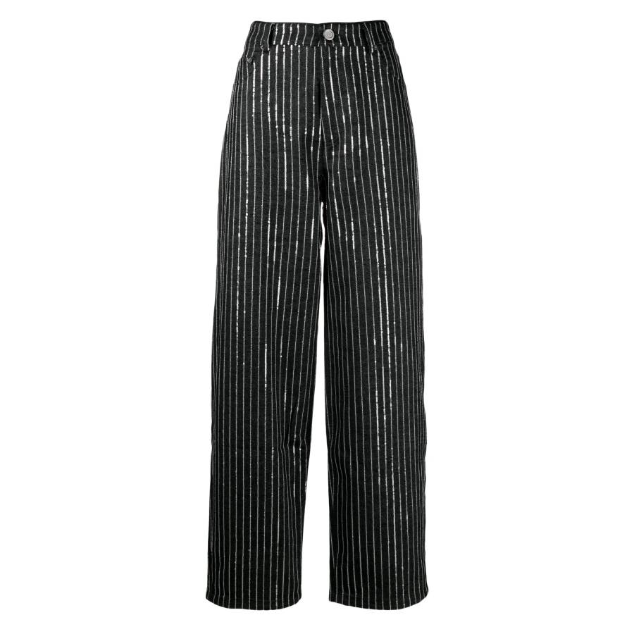 Sequin Twill Wide Leg Pants, Waist Size 25''