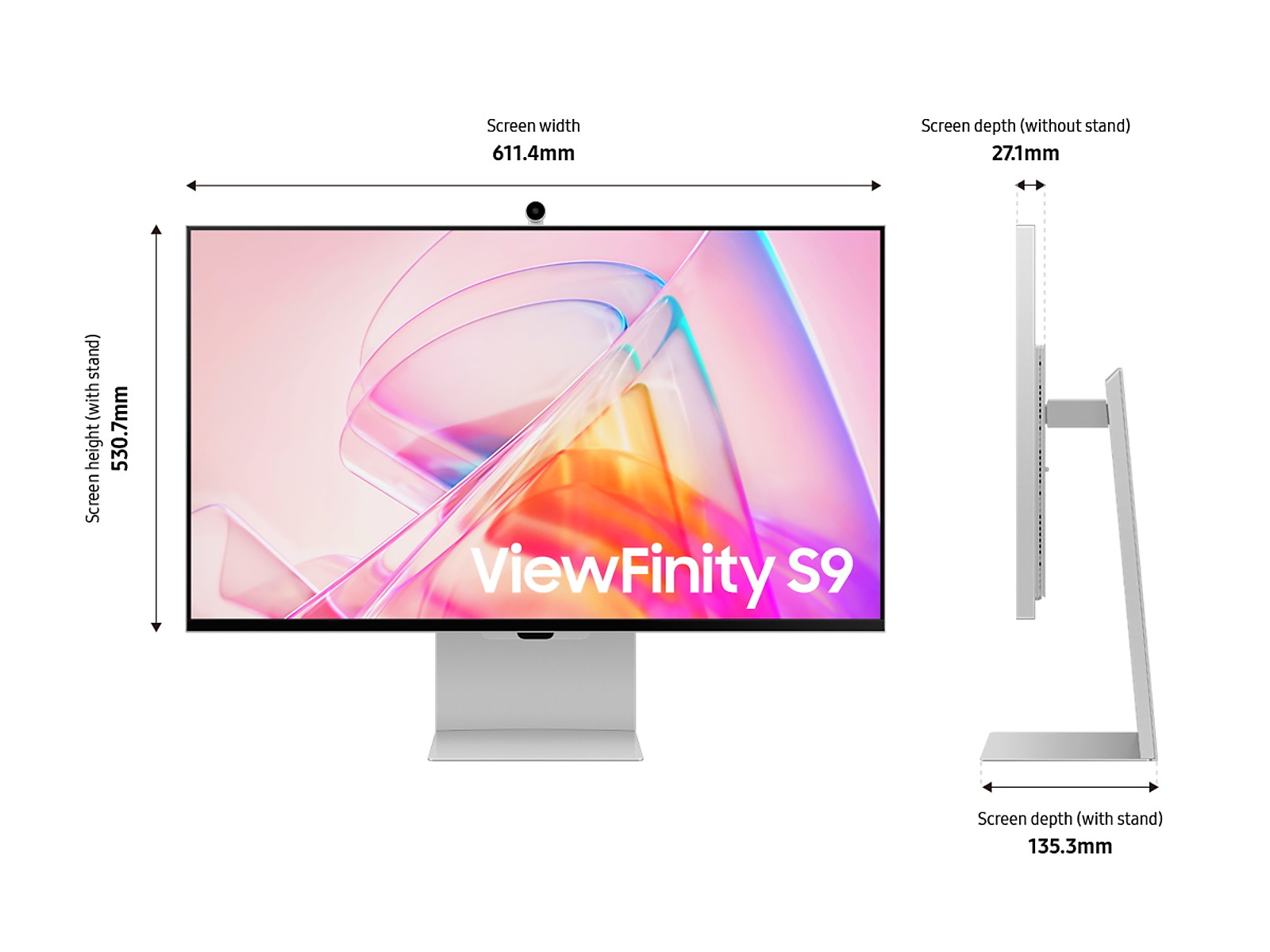 27" ViewFinity S9 5K IPS Smart Monitor with Matte Display, Ergonomic Stand and SlimFit Camera in silver(LS27C900PANXZA)