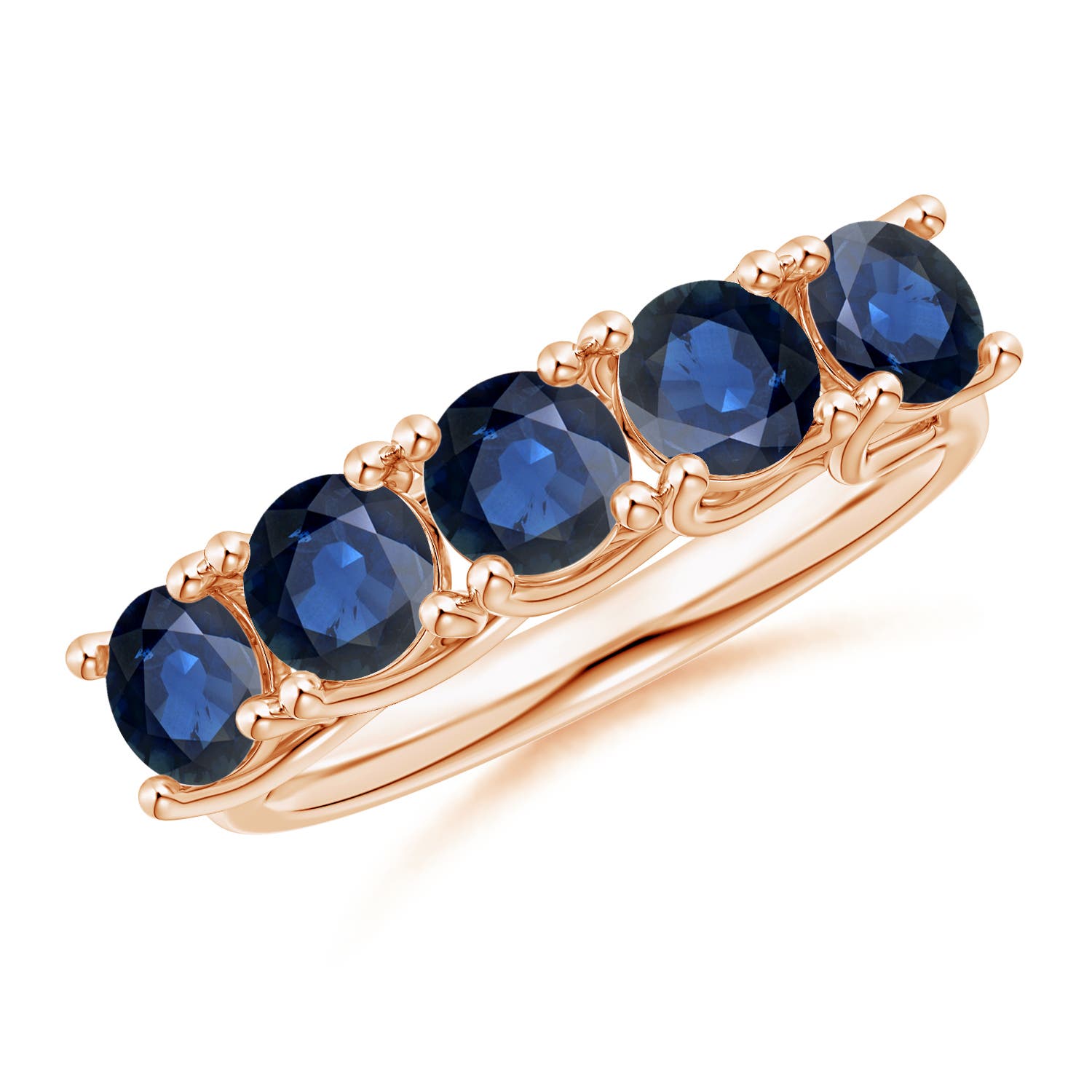 Angara 2.3 Carats Half Eternity Five Stone Blue Sapphire Wedding Band in 18K Rose Gold
