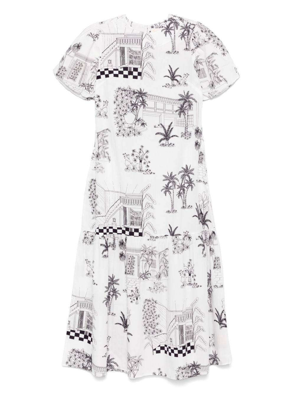 Verandah graphic-print midi dress - White