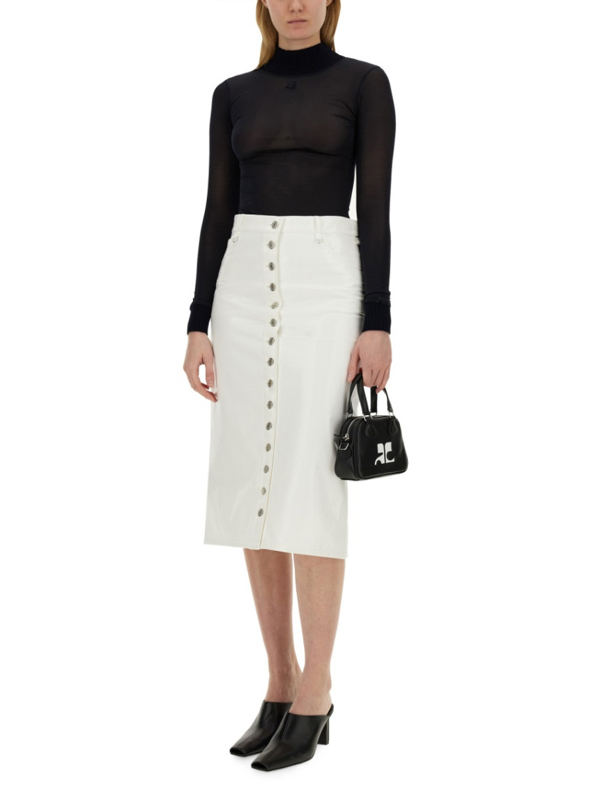 White Solid Midi Skirt