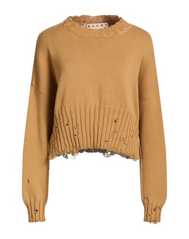 Woman Sweater Camel Size 4 Cotton