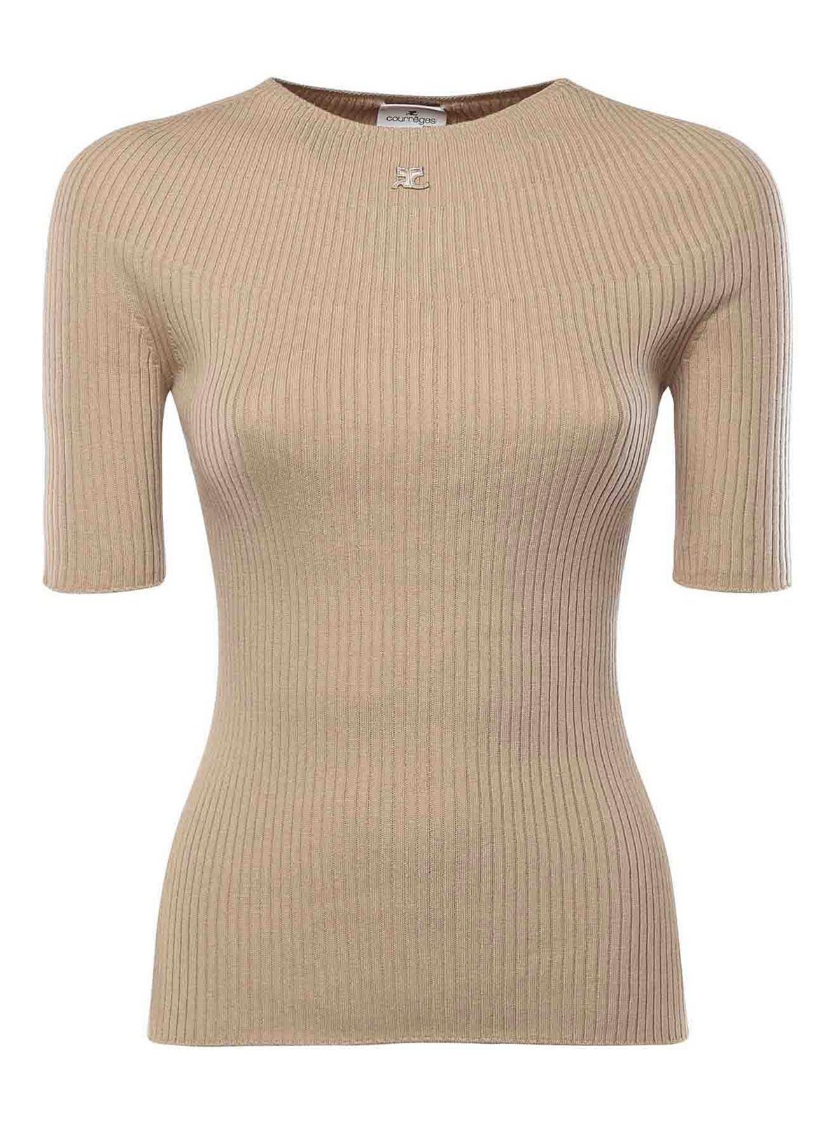 Courrèges - ribbed short sleeve crewneck knitwear