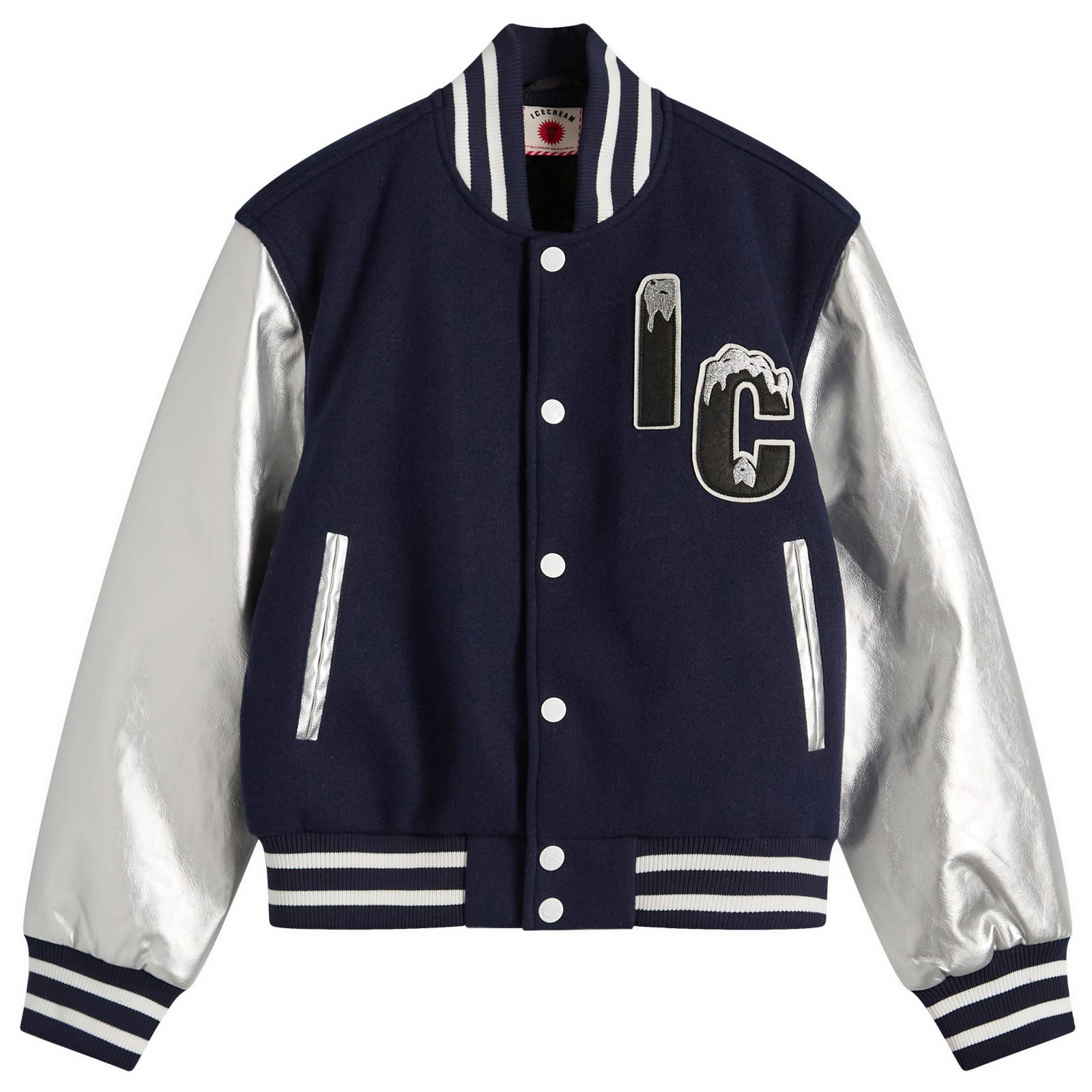 Women's Cherry Varsity Jacket Navy/Silver
