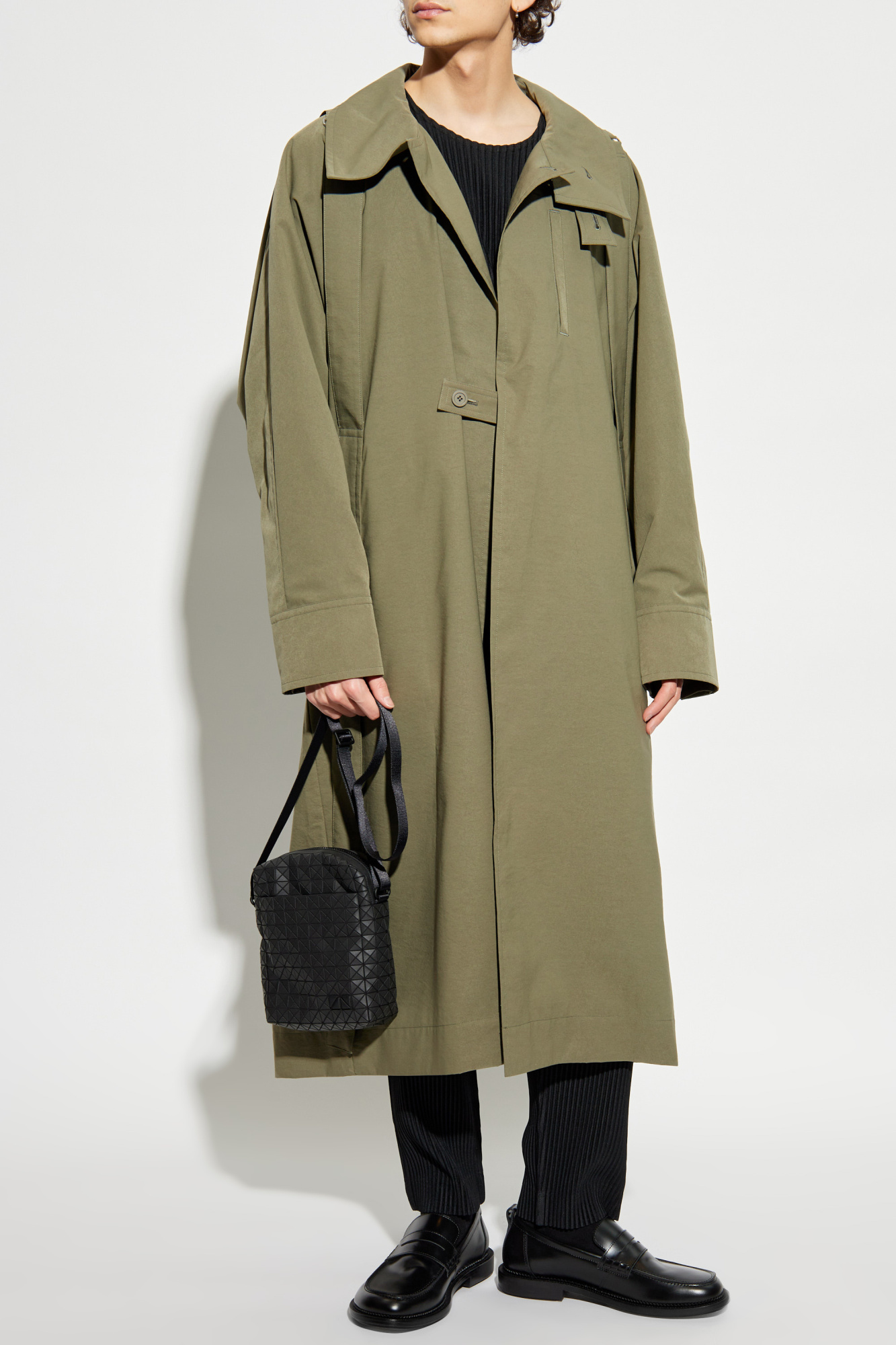 Coat With Stand-up Collar, Men's, Green