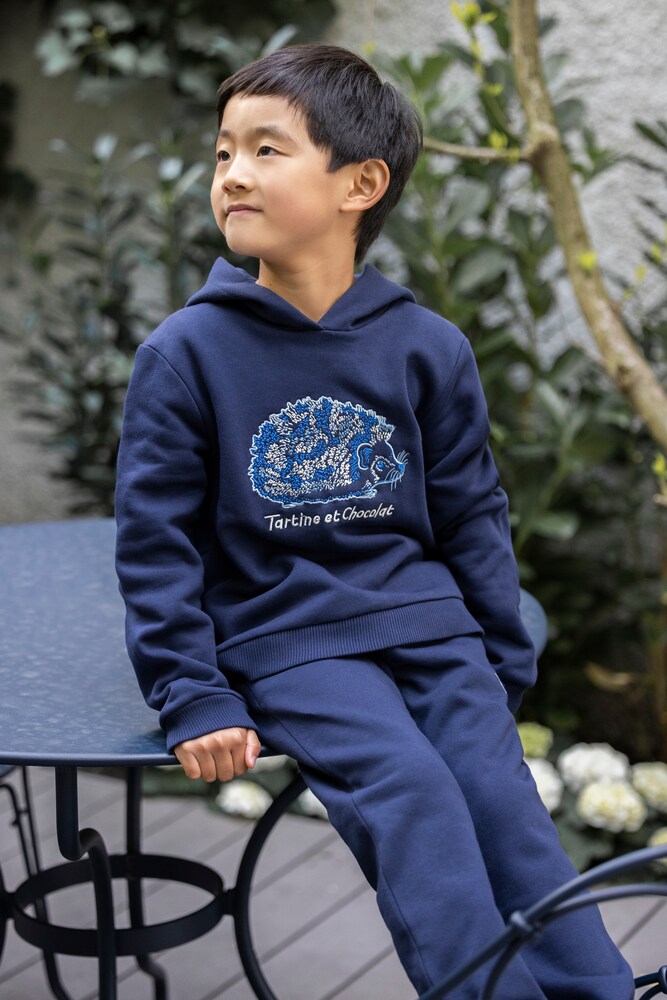 Embroidered cotton jersey hoodie