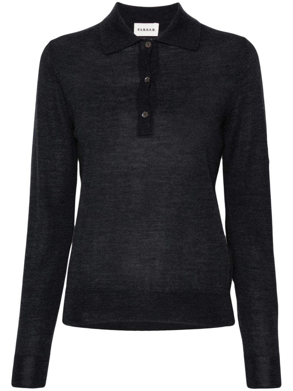 Knitted polo top - Grey